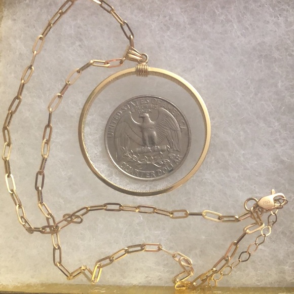 PaperClip chain with pendant/18K Saudi - Picture 6 of 6